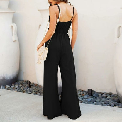 V-Neck Bandage Hollow Out Spaghetti Strap Jumpsuit