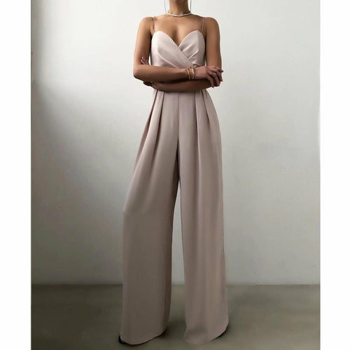 Solid Spaghetti Strap Strapless Long Jumpsuit