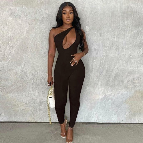 Women One Shoulder Sexy Cut Out Rompers Jumpsuit