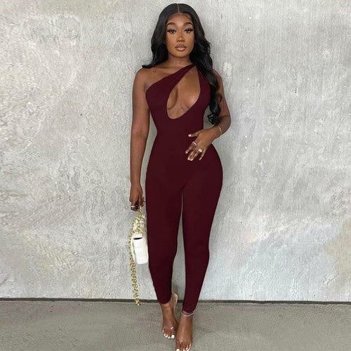 Women One Shoulder Sexy Cut Out Rompers Jumpsuit