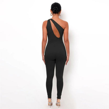 Women One Shoulder Sexy Cut Out Rompers Jumpsuit