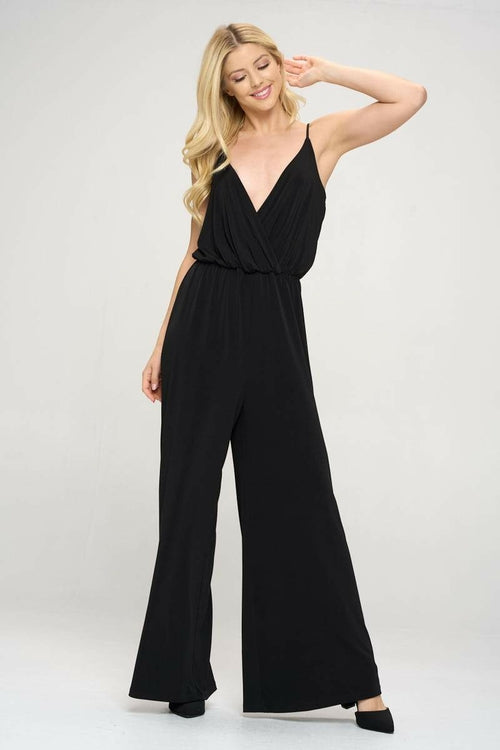 Solid Surplice Front Jumpsuit