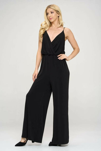 Solid Surplice Front Jumpsuit