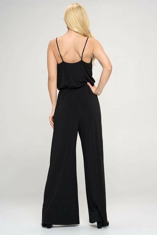 Solid Surplice Front Jumpsuit