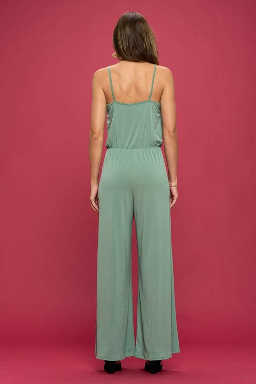 Solid Surplice Front Jumpsuit