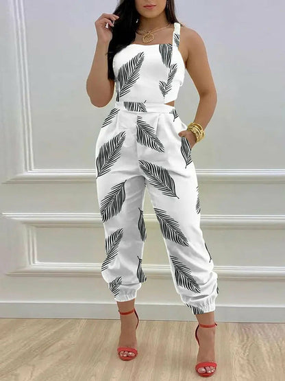 Strap Jumpsuit Sexy Backless Bow Letter Print Strapless Overalls