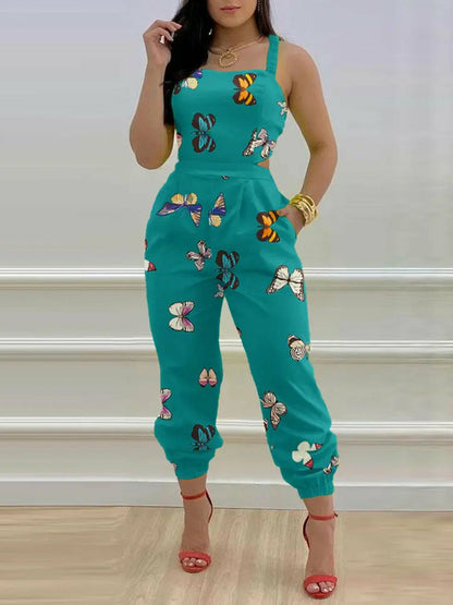 Strap Jumpsuit Sexy Backless Bow Letter Print Strapless Overalls