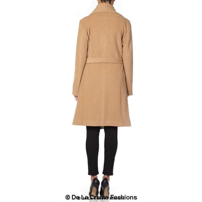 De La Creme Womens Wool Blend Large Lapel Duster Coat