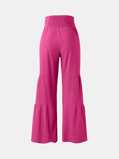 Tied Ruched Wide Leg Pants