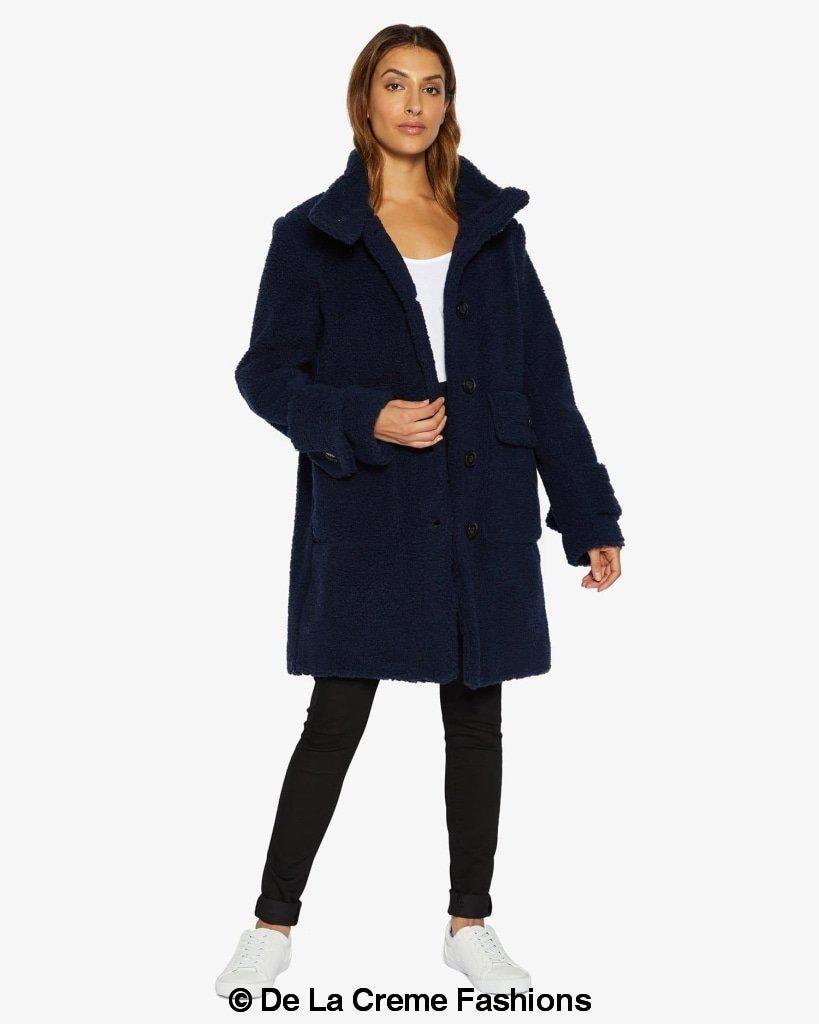 Julie High Neck Borg Teddy Coat